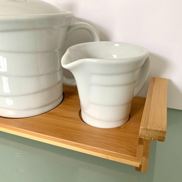 NWOB Tea Coffee Serving Set Bamboo Tray Modern Simple - Picture 6 of 11